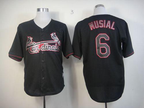 Cardinals #6 Stan Musial Black Fashion Stitched MLB Jersey - Click Image to Close